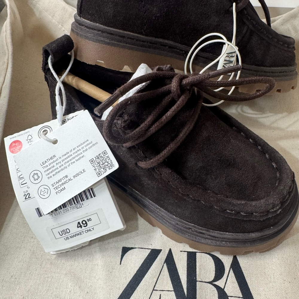 Zara Dark Brown Leather Lace-Up Shoes - Picture 7 of 7